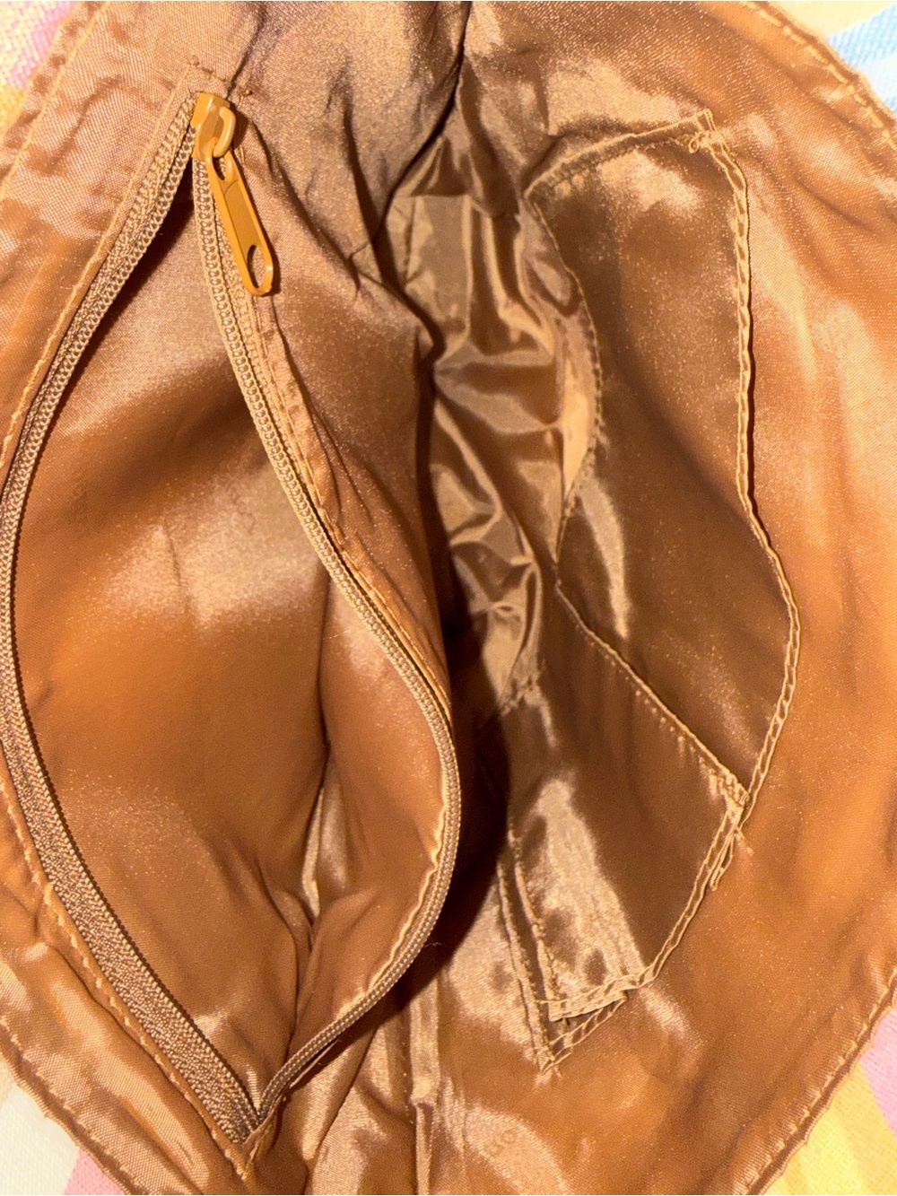 Longaberger Homestead Legacy Striped Canvas Tote Bag Brown Trim Pastel Shoulder - Picture 3 of 15